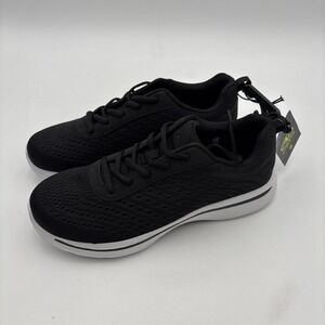 Athletic Works Women's 9 Comfort Arch Support Memory Lace Up Sneaker Black NWT